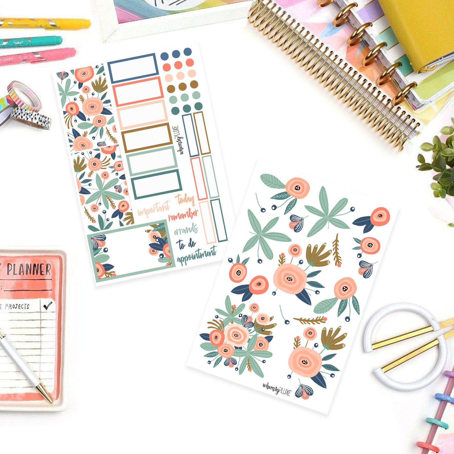 Mint Flowers Daily Planner Stickers – Pinnacle Sticker Co