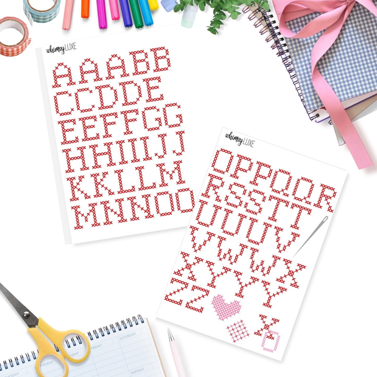 Red Cross Stitch Letters