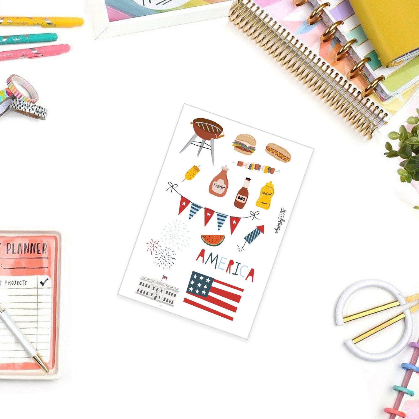 4th of July BBQ- Planner Stickers