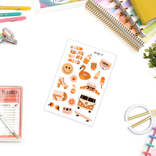 Groovy Summer- Retro  Planner Stickers