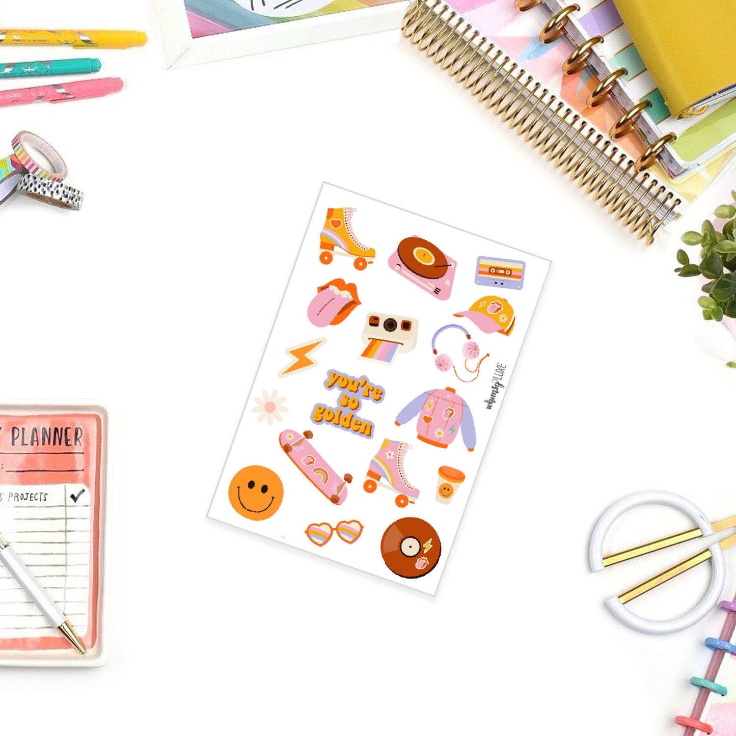 So Golden- Retro Groovy Planner Stickers