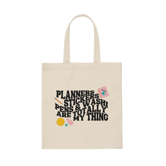 Planner Things Canvas Tote Bag