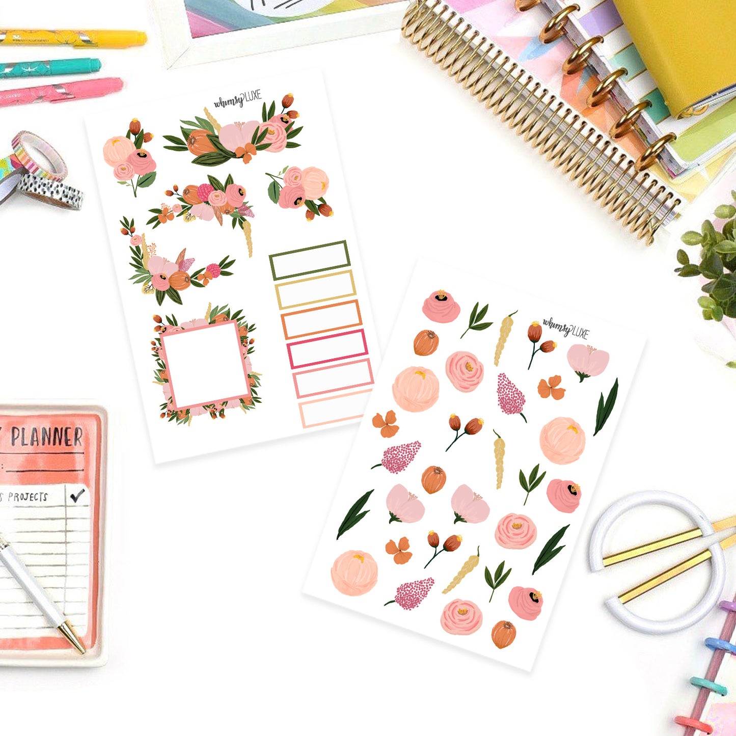 Mauve Floral- Floral Planner Stickers