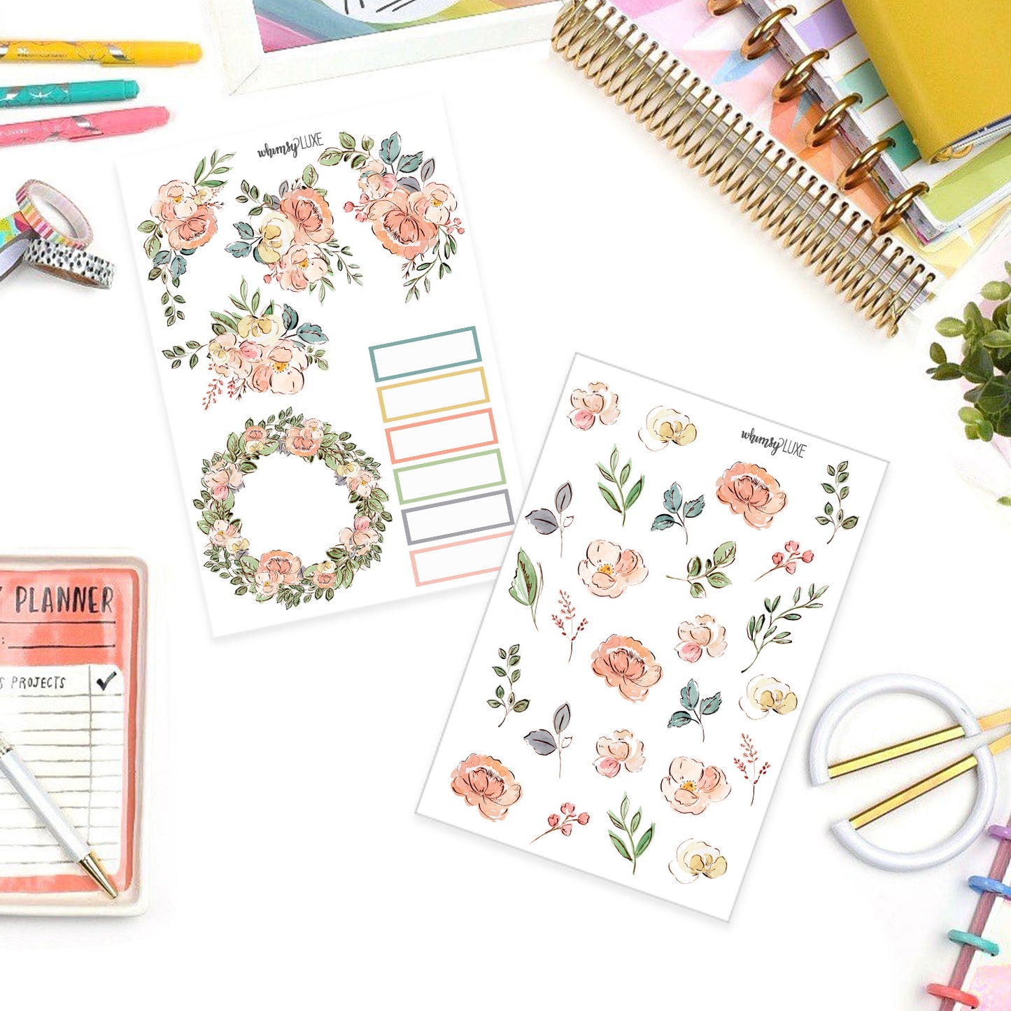 Summer Breeze - Pink Salmon Floral Planner Stickers